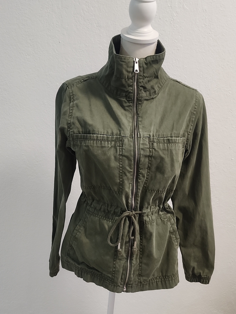 Old Navy Military Olive Green Utility Jacket with Drawstring Waist